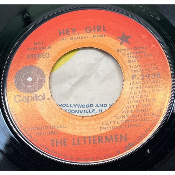 The Lettermen Hey, Girl / Worlds 45 Pop Promo Capitol 2938 VG+/NM - Picture 1 of 4